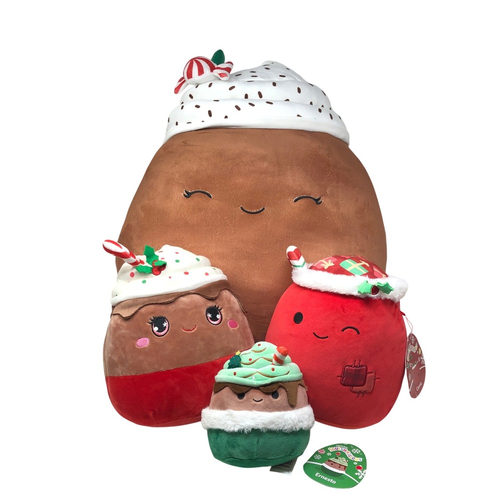 Squishmallows Christmas Plush Bundle Ernesto Carrie Cocoa Peppermint Latte